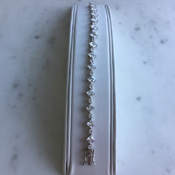 Sterling Princess-Cut & Round CZ Tennis Bracelet - Picture 12 of 13